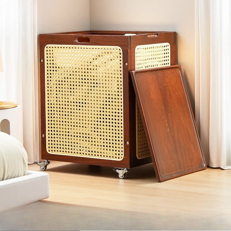 PYH solid wood dirty clothes basket household clothes basket rattan woven bucket high value dirty clothes basket