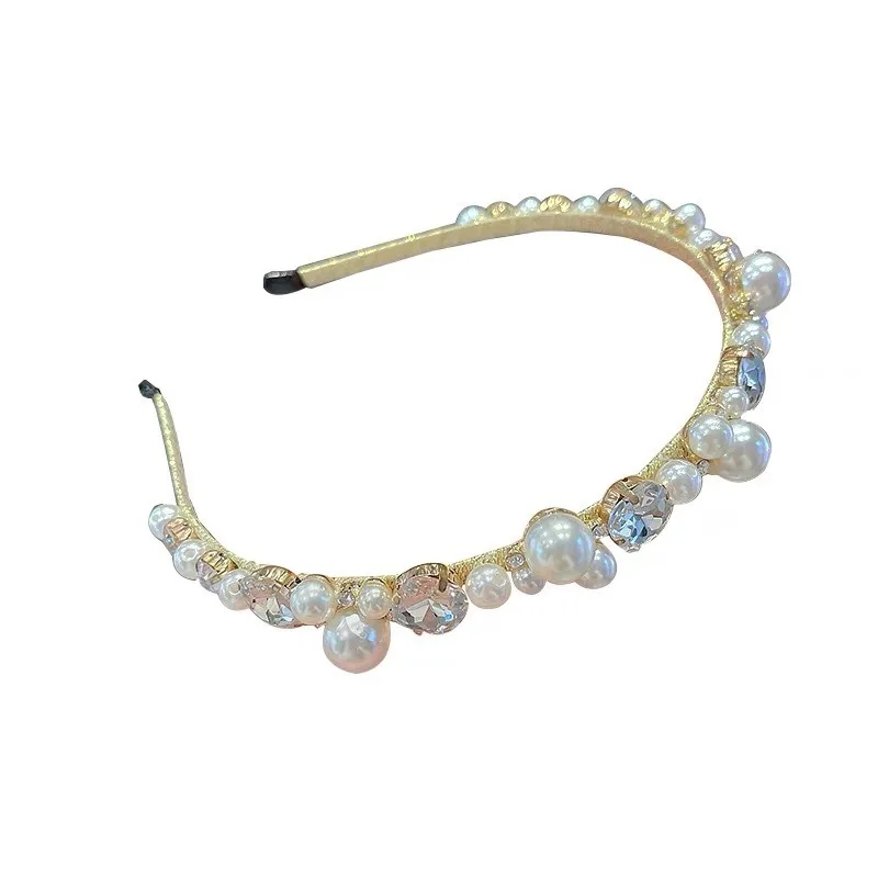 عصابة رأس جديدة من اللؤلؤ الفرنسي مرصعة بالألماس - طوق شعر كريستالي رائع، تشبه ممتاز وخرافية، مثالية لصور أعياد الميلاد. #5