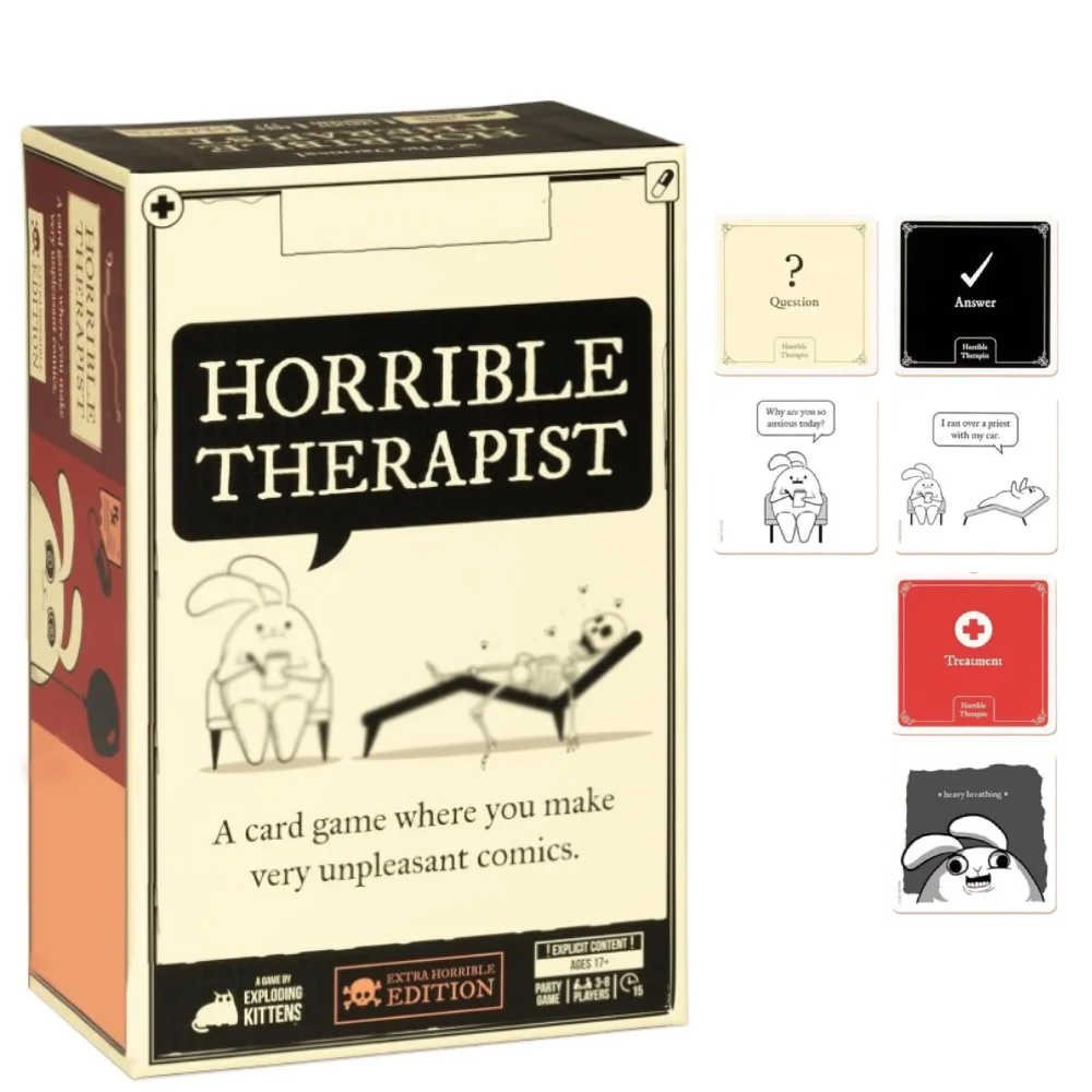 Exploding Kittens Horrible Therapist Card Game for Making Very Unpleasant Comics Kitten Comic Card Set for 3-8 Players Ages 17+