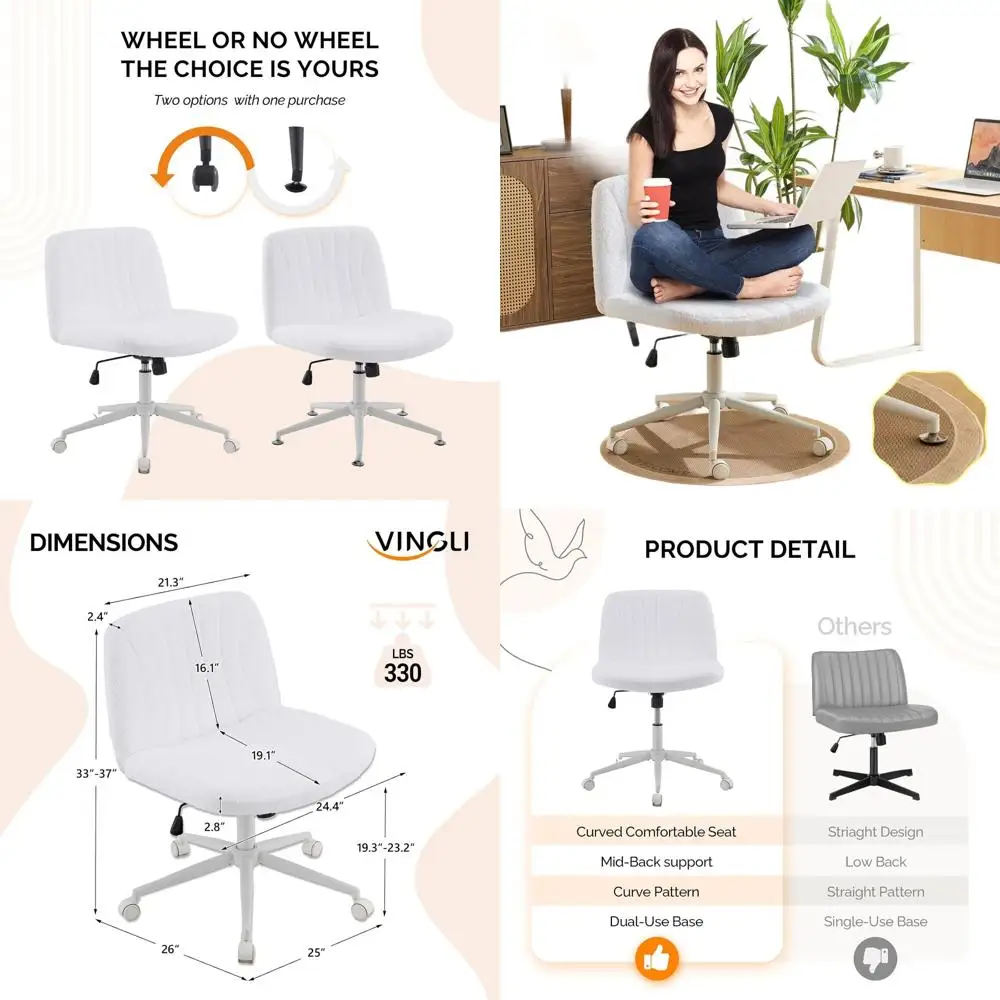 

Эргономичное поворотное кресло с опциональными колесиками, из плюшевого флиса, белое, для домашнего офиса и учебы