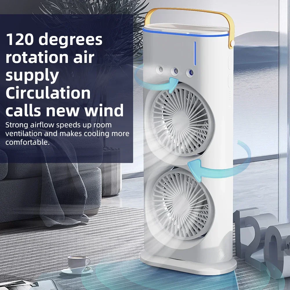 Xiaomi Youpin Spray Air Conditioning Fan Double-Headed Spray Air Conditioner Fan 3 Speeds Portable Air Cooler with Remote New