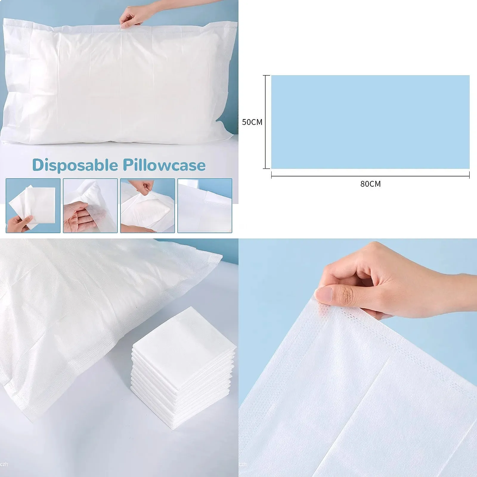 20pcs Thick Soft Disposable Pillow Covers Hygienic Dirt-Proof Breathable Portable Travel Hotel Dorm Home Use