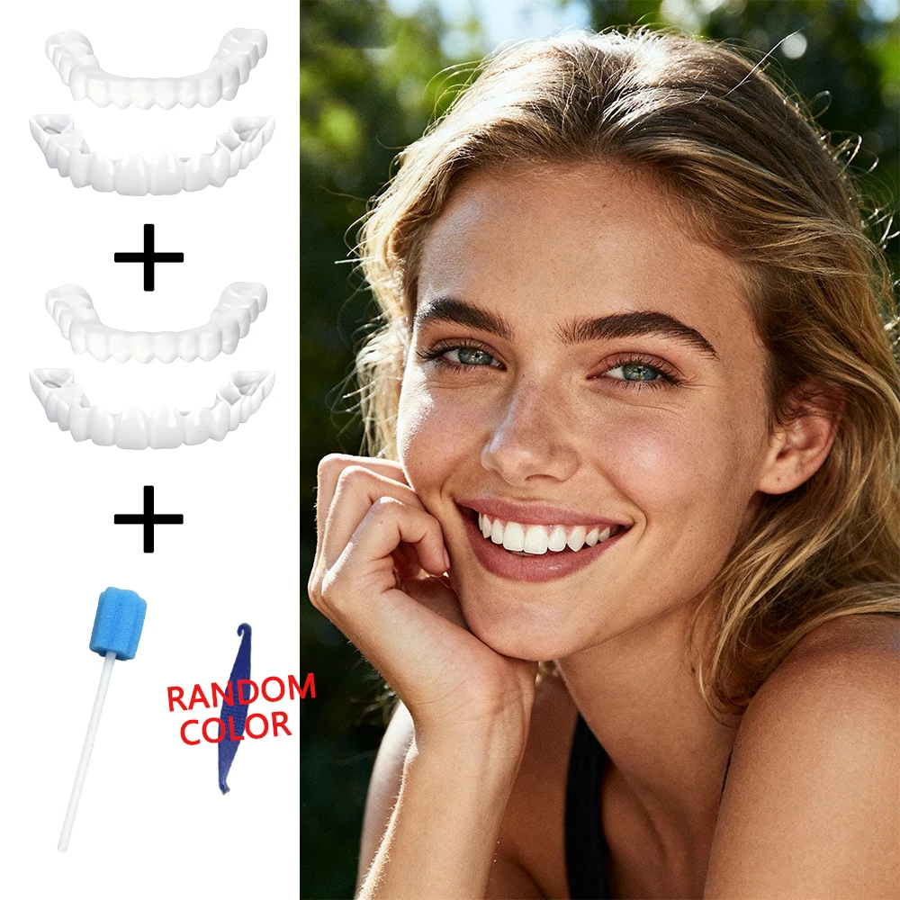 Upper Lower Universal Teeth Veneers, Reusable Whitening Dentures Cover, Ultra thin close fit without bulky feeling H2931
