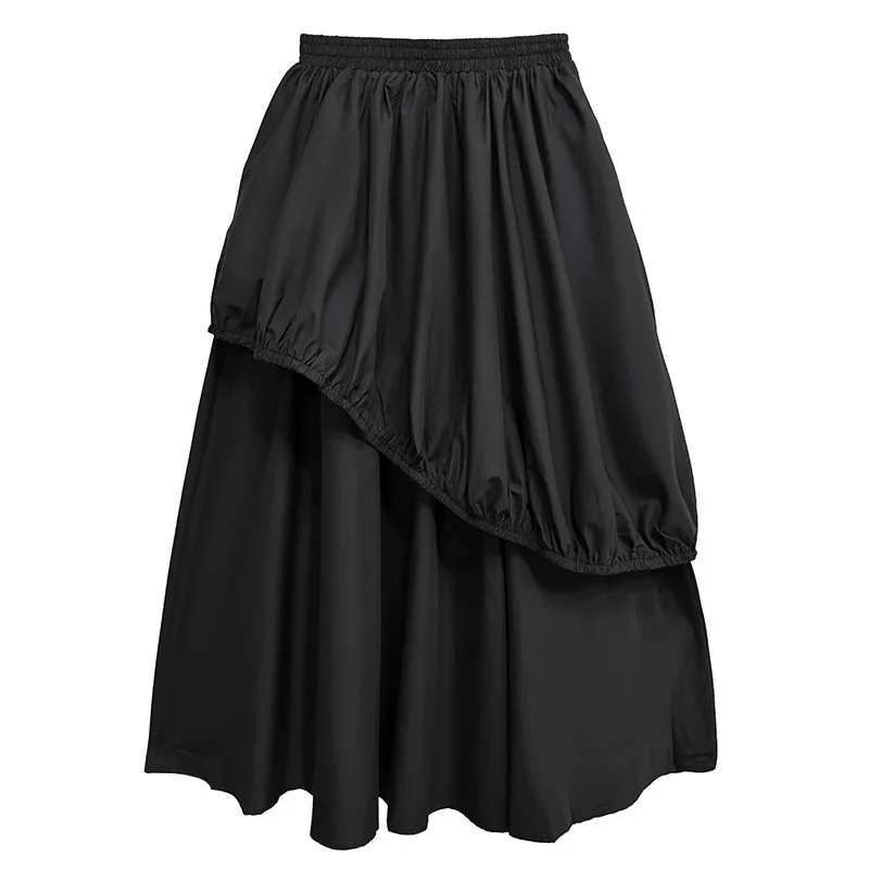 

French style skirt for women, elegant and high-end high waisted solid color skirt, summer wide personality versatile cake skirt