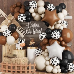 107-Piece Western Farm Theme Balloon Arch Kit, Cow Balloons with Star Balloons, Brown and Nude Color Garland Set, Suitable for Men's Farm Parties, Birthday Bachelor Party Decorations