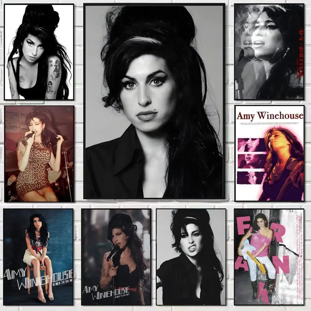 Singer A-Amy Winehouse Poster Self-adhesive Art Waterproof Paper Sticker Coffee House Bar Dorm Room Wall Decor