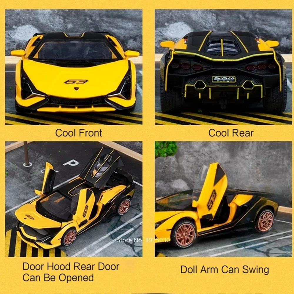 1:32 Lambor LP770-4 Sian Toys Models Alloy Cars Doors Opened Supercar Light Sound Pull Back Vehicles Kids Children's Day Gifts