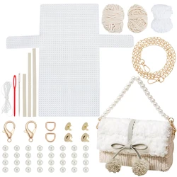 DIY Knitting Crochet Handbags Kit, Mesh Plastic Canvas Kit for Shoulder Bags DIY Knitting Crochet Crossbag Materials Handmade