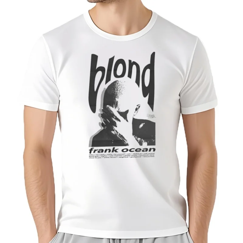 Camisetas de rapero Blond Franks Ocean, informal de algodón para hombre,  música de Hip Hop con cuello redondo, Idea d