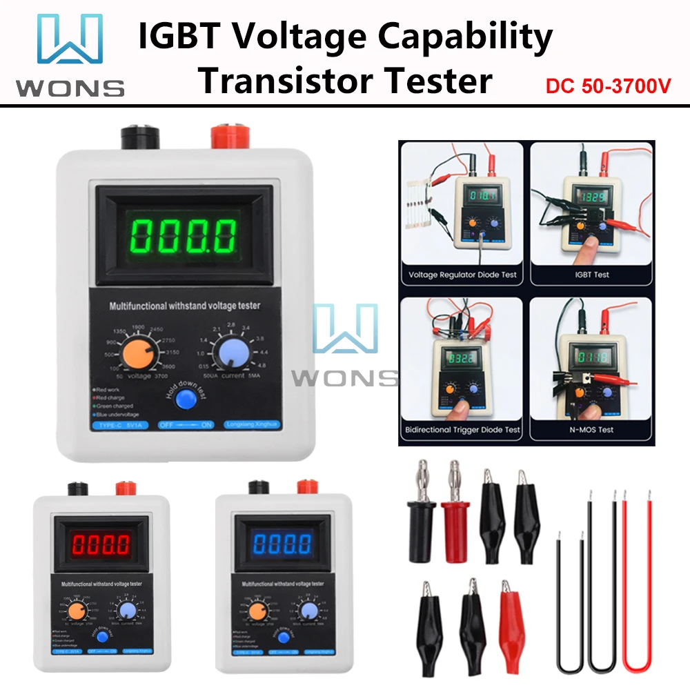 

IGBT Voltage Capability Transistor Tester Diode MOS TriodeLED DC 50-3700V Voltage Capability Transistor Withstand Voltage Tester