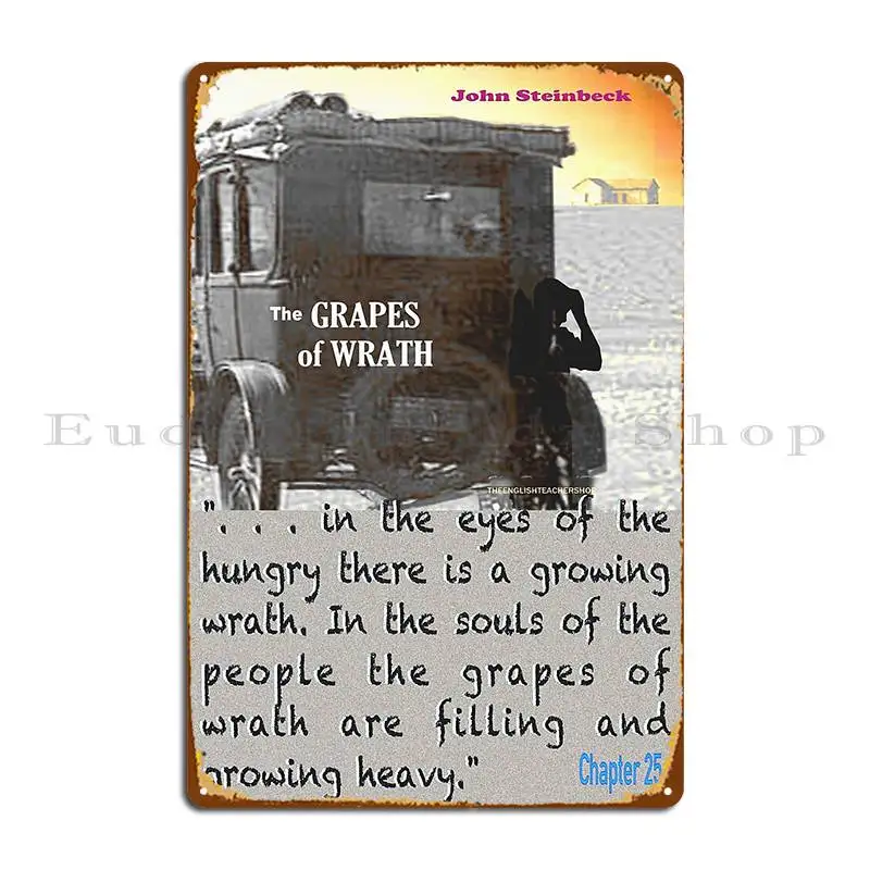 The Grapes Of Wrath Image And Text Metal Plaque Poster Wall Decor Designing Club Living Room Club Tin Sign Poster