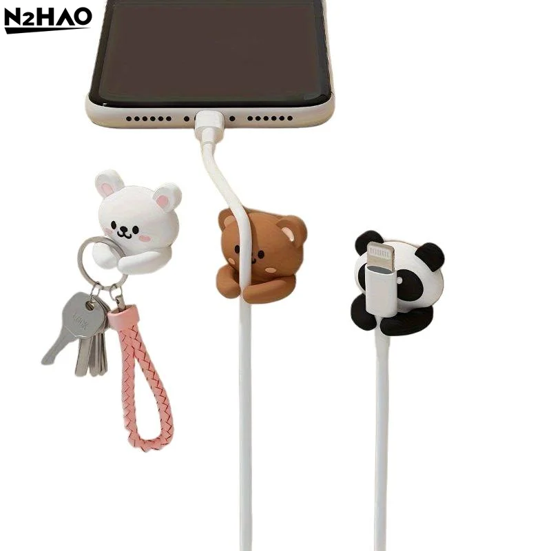 3pcs Cute Cartoon Desktop Cable Organizer Managers Self-Adhesive Winder Wire Cord Management Earphone Data Cable Clips Holder