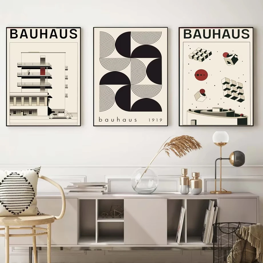 Abstract Bauhaus Black Line Wall Art Canvas Painting Modern Gallery Printmaking Poster Living Room Home Decoration Picture