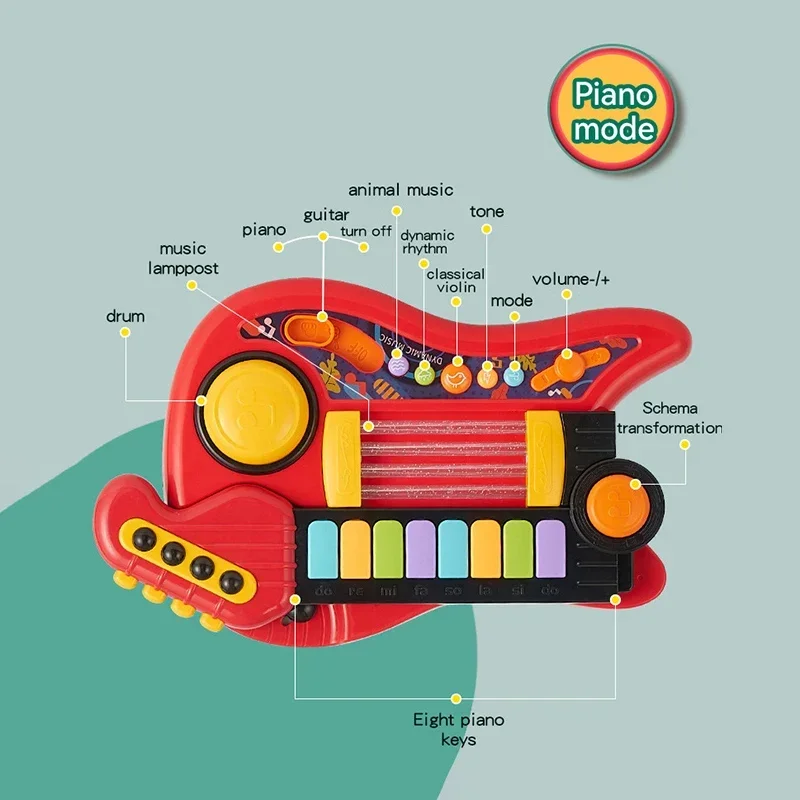 Gitara 2 w 1 składany Instrument muzyczny pianino elektroniczne trening mózgu zabawki edukacyjne prezenty urodzinowe dla dziewczynki