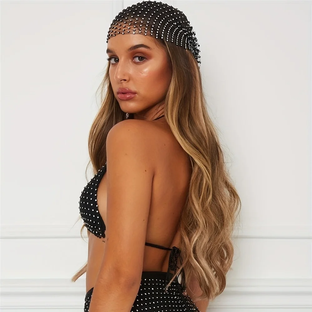 قبعة شبكية أوروبية وأمريكية جديدة، قبعة شبكة صيد مرنة، عصابة رأس مرنة من الماس الساخن، قبعة شبكة صيد مخصصة #2