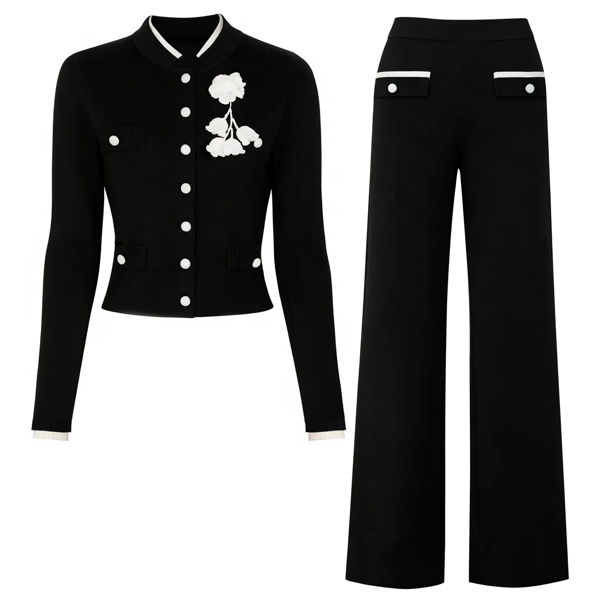 Elegant Commuter Women's Two-Piece Set High-end Autumn Clothes New Knit Set Fashion Long Sleeve Slim Cardigan Top Pants Suit