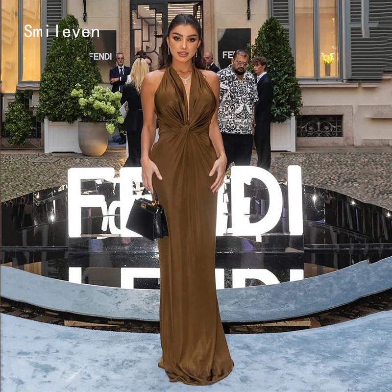 

Smileven Elegant V Neck Mermaid فساتين سهرة Prom Dress Halter Party Gowns Sleeveless Occassion Dress Customized 2026