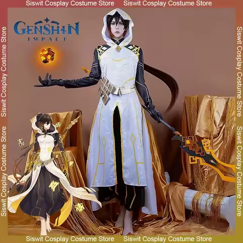 Zhongli Cosplay Costume Game Genshin Impact Morax Fanart Divine Cowl Cloak Shouri Uniform Full Set Anime Carnival Party Dress Up