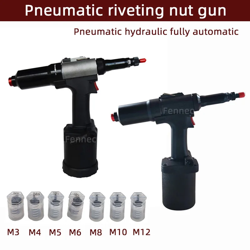 Pneumatic Rivet Nut Guns Fully Automatic Pull Nail Cap Gun M3/4/5/6/8/10/12 Handheld Industrial Nuts Riveting Tool