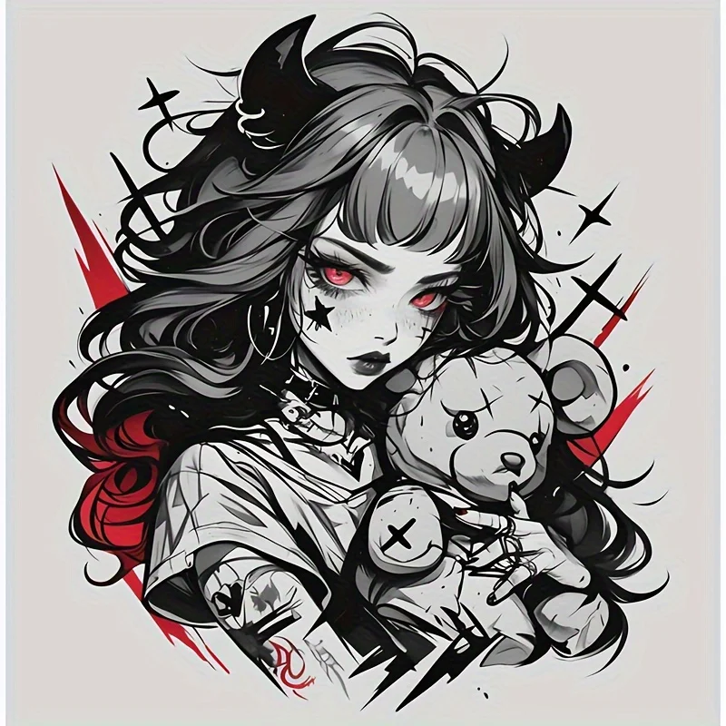 4 قطع/مجموعة ملصقات فتاة الشيطان القوطية الأنيقة، مثالية لألواح التزلج وأجهزة الكمبيوتر المحمولة وأجسام السيارات وغيرها من العناصر المختلفة #4
