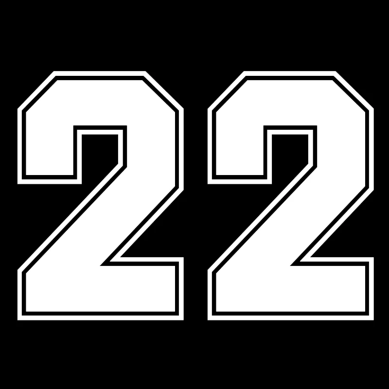 Jpct Funny number 22 decal for RV, motorcycle, helmet decoration accessories, waterproof and sunscreen PVC sticker, 13cmx9cm