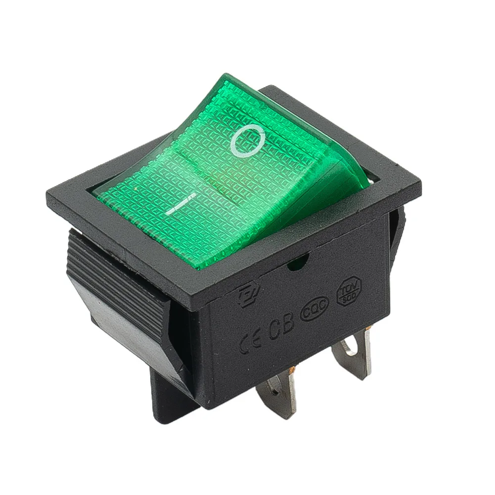 16A 250V AC DPST Green Rocker Switch with Waterproof Cover for ideal for Various Machines 4 Pins High Compatibility