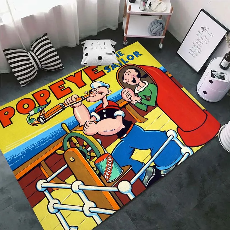 Popeye The Sailor Man Spinach Cartoon Area Rugs for Living Room Bedroom Decoration Rug Children Play Room Mats Anti-slip Carpets