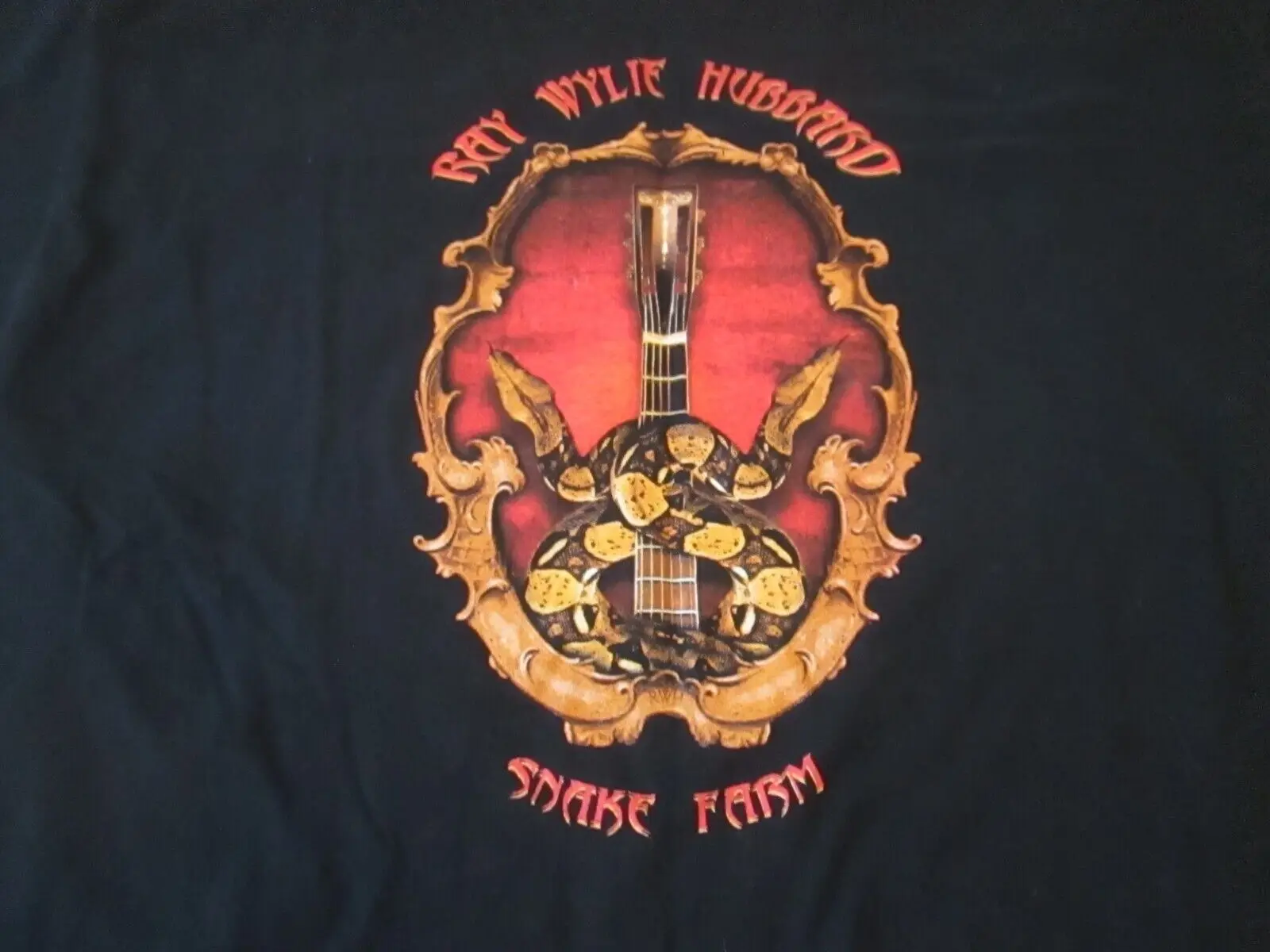 RAY WYLIE HUBBARD Snake Farm T Shirt Black Size Large long or short sleeves