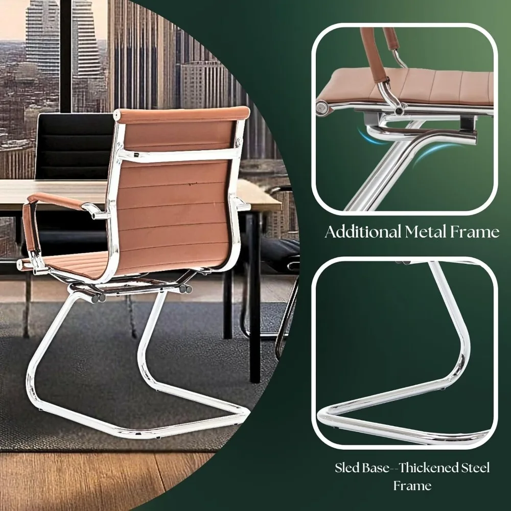 كرسي ضيوف للاستقبال في المكتب مع مجموعة أذرع مكونة من كراسي غرفة الانتظار الثابتة المصنوعة من جلد البولي يوريثان وكرسي غرفة الاستقبال #5