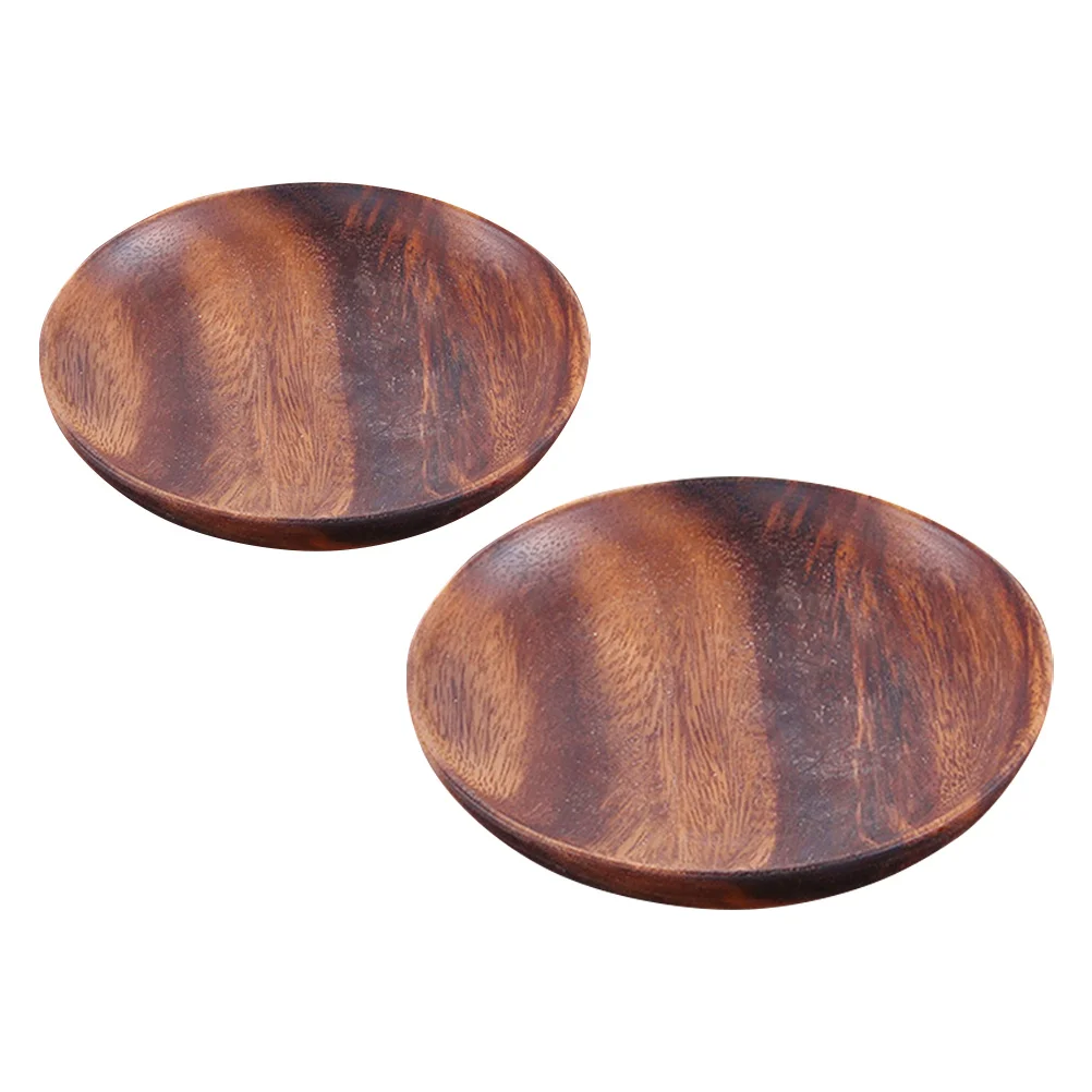 

2pcs Acacia Mangium Fruit Tray Heat-Resistant Snack Plate For Home Restaurant Coffee Shop Dessert Serving Tray Storage Holder