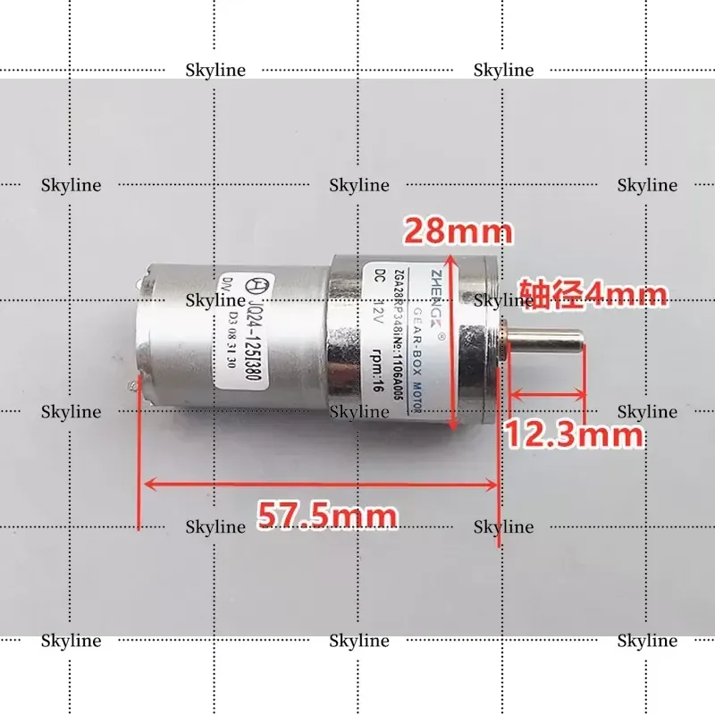 For Zhengke DC12V All Metal Gear Reducer Motor ZGA28 Forward And Reverse 370 DC Motor