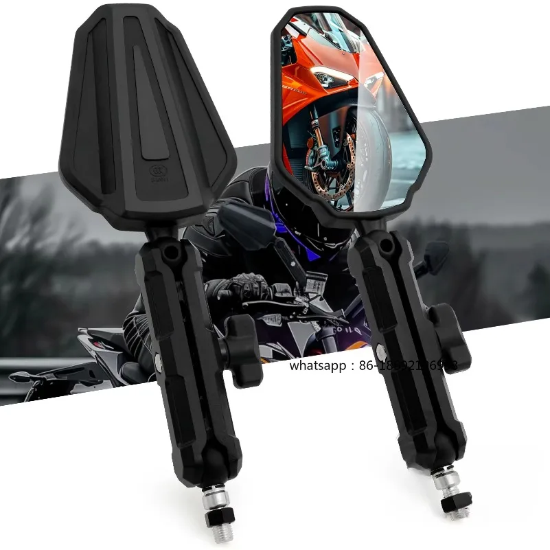 

Universal Motorcycle Mirrors Angle Adjustable Folding Handlebar Side Mirror Compatible with Adventure Dirt Street Bike ATV