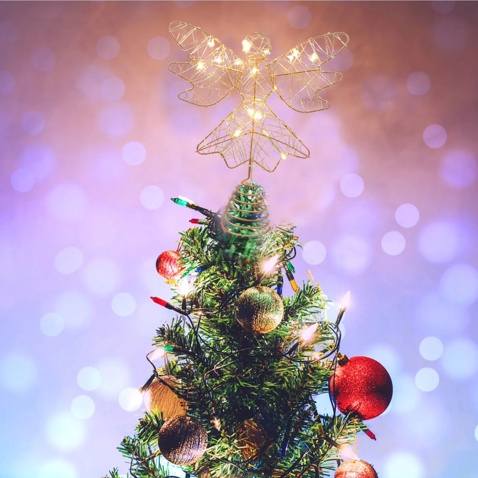 

Christmas Tree Topper Decor Iron Craft Star Lamp Adornment Xmas Tree Treetop Decor Creative Gift Xmas Adorn