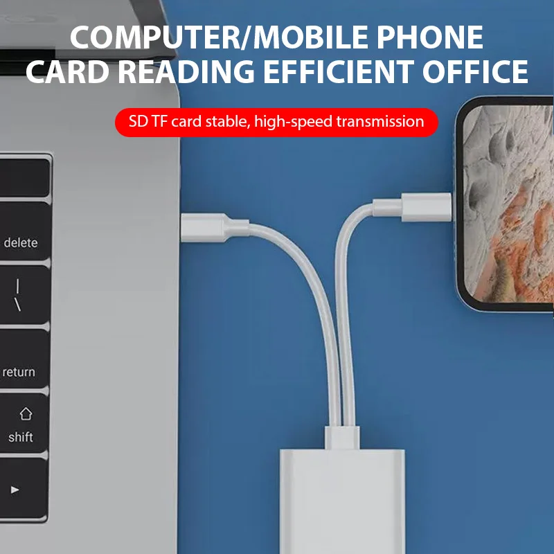 2 In 1 OTG Card Reader Type C/Lightning to SD TF Memory Card Adapter For PC Laptop iPhone Camera Multi High-speed Cardreader