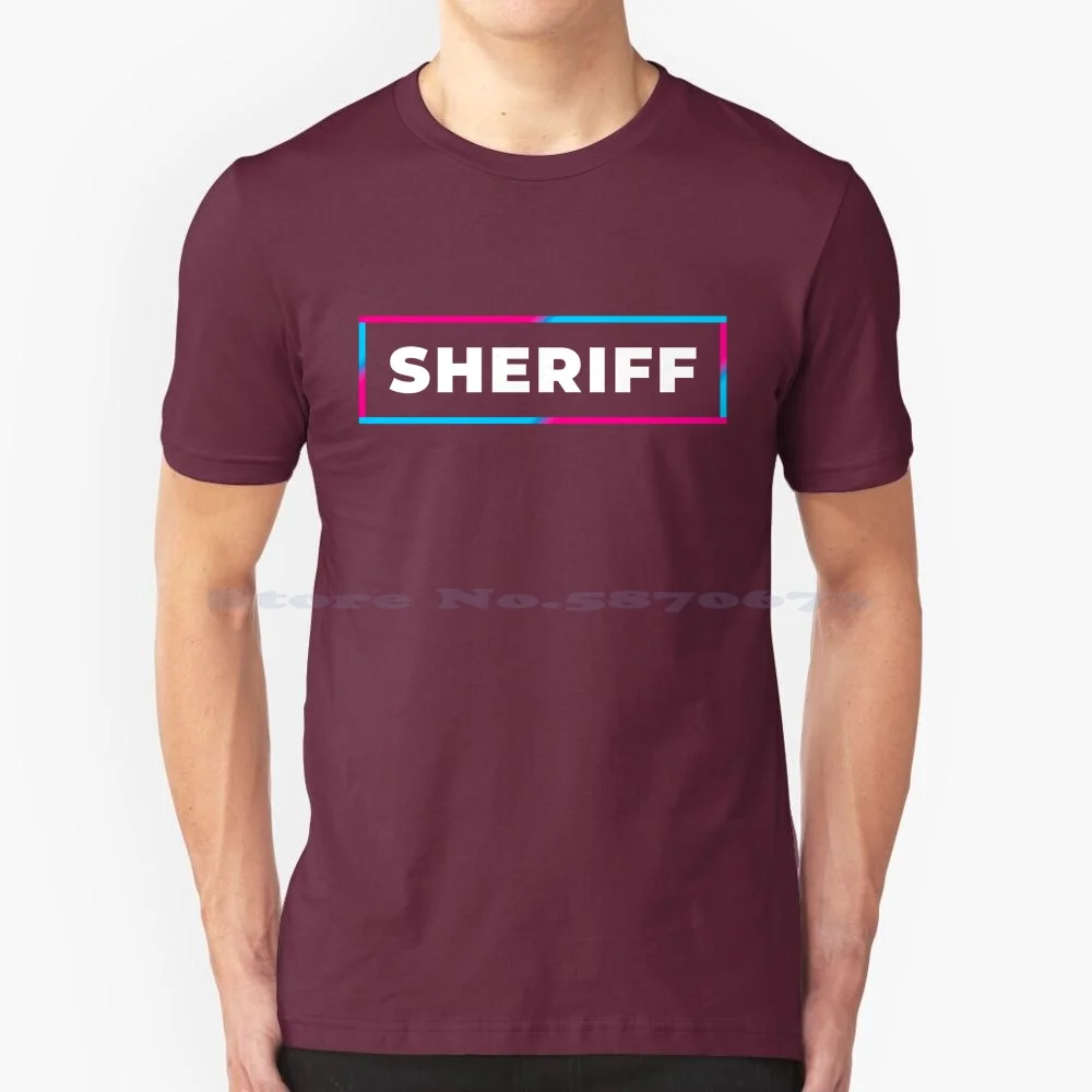 Sheriff Retro Gradient Frame T Shirt 100% Cotton Tee Sheriffs Sheriff Vintage Sheriff Retro Gradient Sheriff Colorful Sheriff