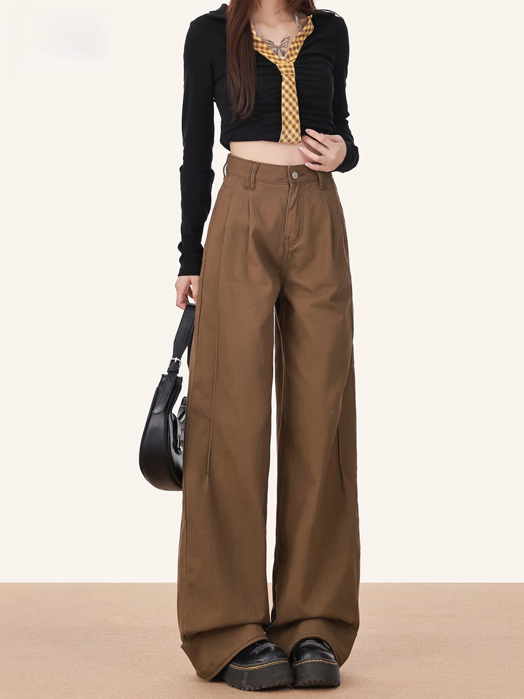 

Женские джинсы с высокой талией, свободного кроя, цветные, для повседневной носки, осенняя новинка, утягивающие, с широкими штанинами, длинные брюки