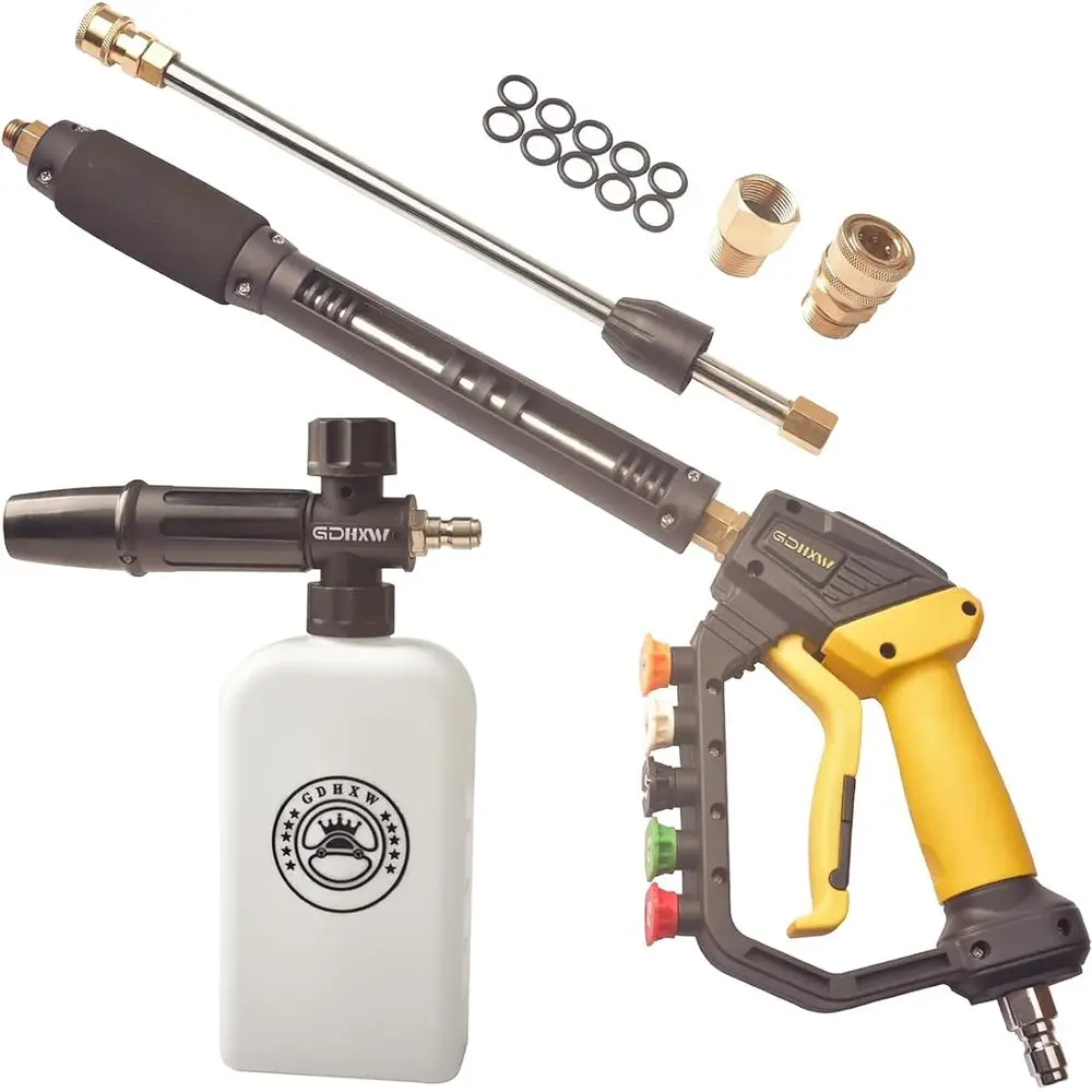 

Adjustable Length High Power Washer Gun 5000PSI with Foam Cannon and Accessories