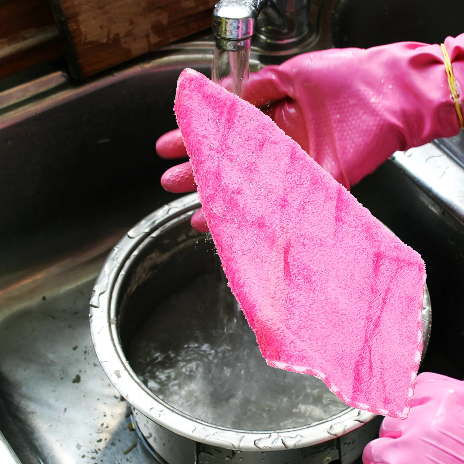 

6Pcs Coral Fleece Wash Dish Towels Lightweight Absorbent Towels Reusable Quick Drying Cleaning Rag Dishcloths