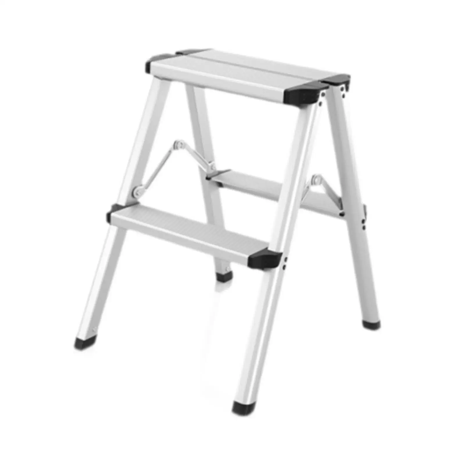 Folding Step Ladder Multiuse Practical Foldable Stable Metal Ladder Stool Fishing Stool for Library Store Home Kitchen Household