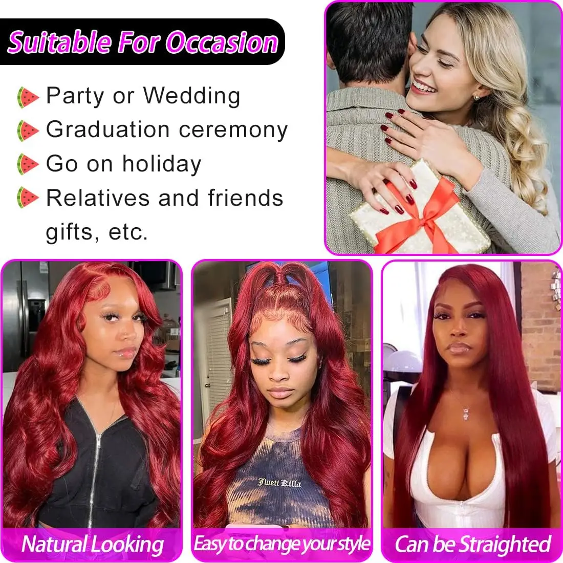 Wig Rambut Asli 34 Inch 200% Density Body Wave Burgundy 13x4 HD Lace Front Untuk Wanita 99j Bug Colored 13x4 HD Lace Frontal Wig