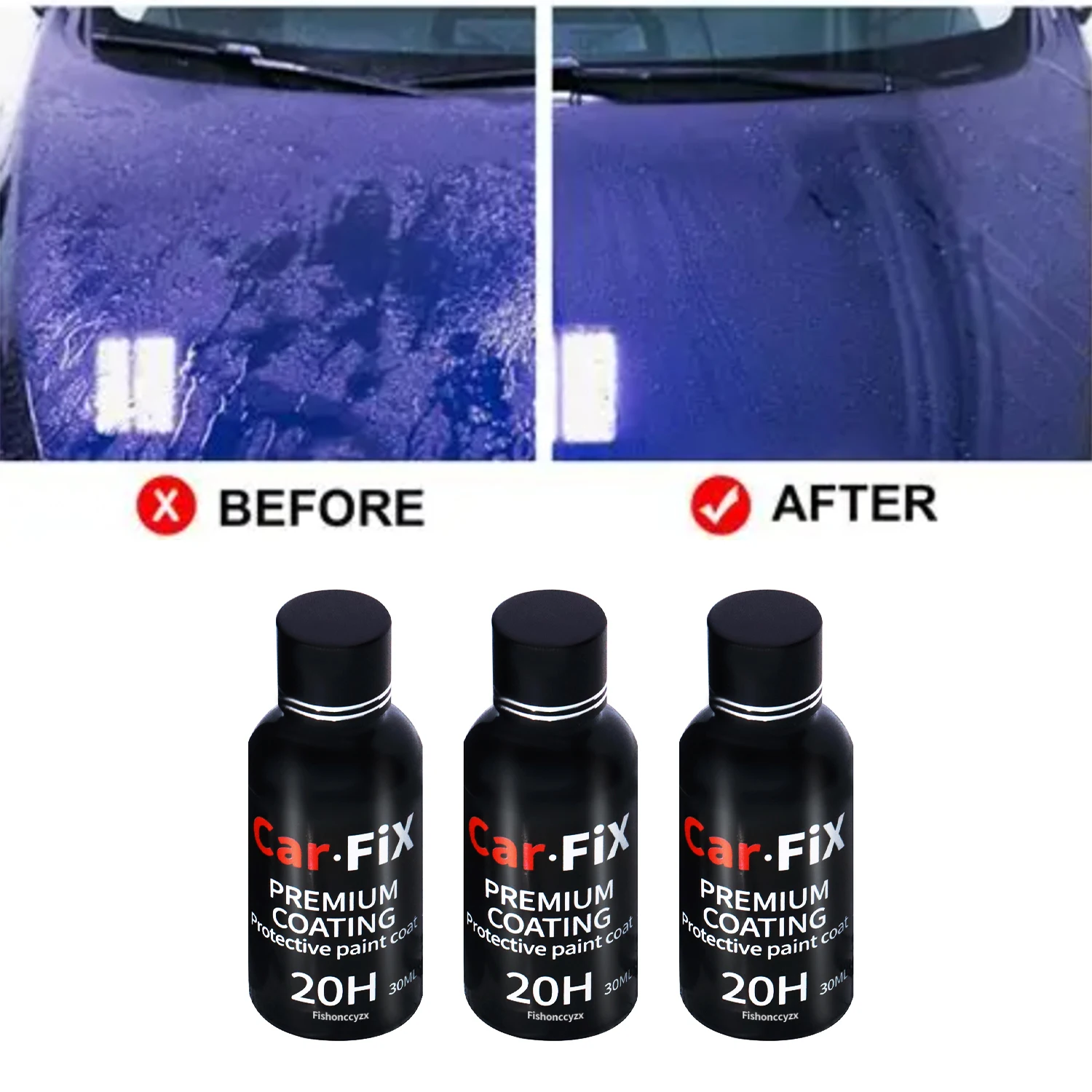 3PCS 20H Ceramic Coating Polishing Wax Super Hydrophobic Paint Care Durability Anti-Corrosion Plated Crystal Car Liquid Glass