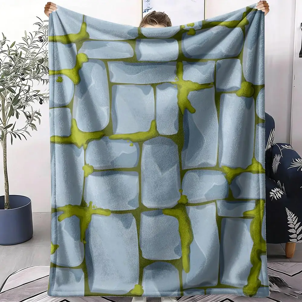 Ancient Stone Wall Throw Soft Flannel Throw Summer AC Blanket Lightweight Cool Nap Blanket for Sofa Bed Couch Travel