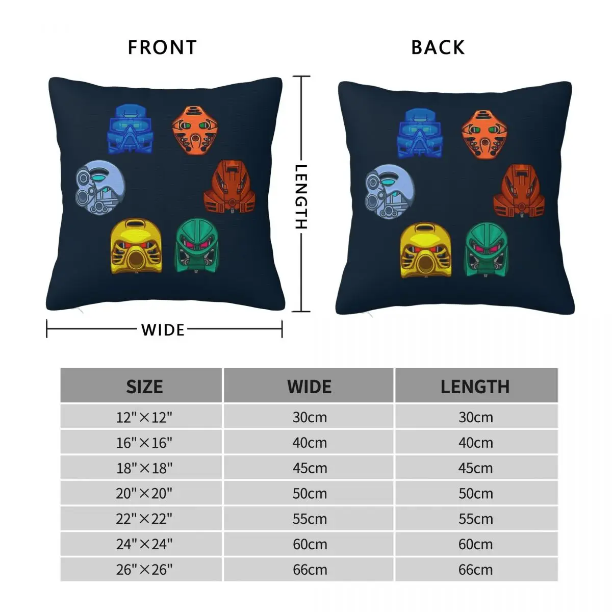 Bionicle Collection Matoran Square Pillowcase Polyester Linen Velvet Pattern Zip Decor Pillow Case Home Cushion Case