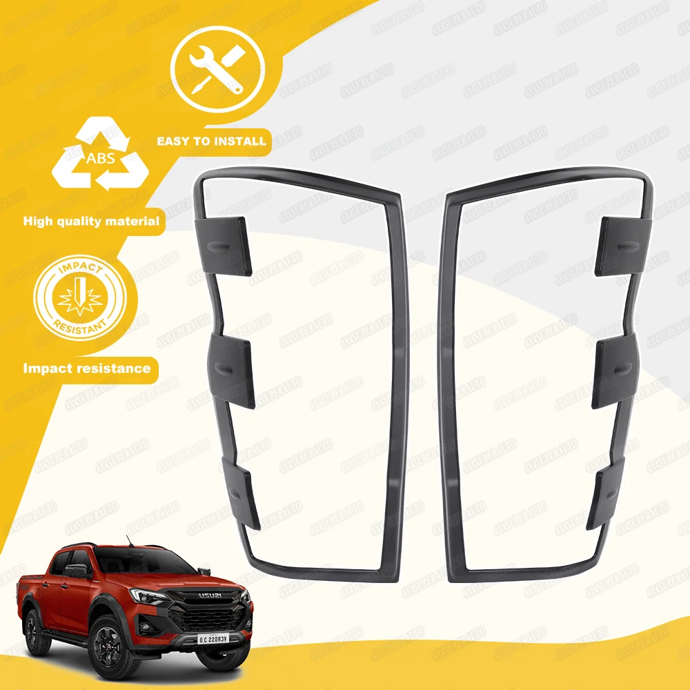 Matte Black Taillight Covers Surround Trim for ISUZU D-Max Dmax 2024 2025 2026 Rear Lamp Hood Body Kits Car Exterior Accessories