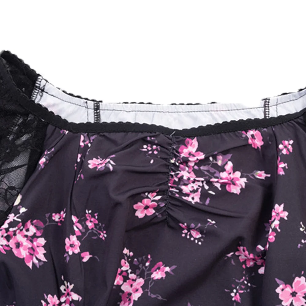 Nikki Cosplay Obsession Costume Women Black‑Pink Floral Midi Dress Outfit Disguise Temporary Tattoo Stickers Halloween Carnival view 4