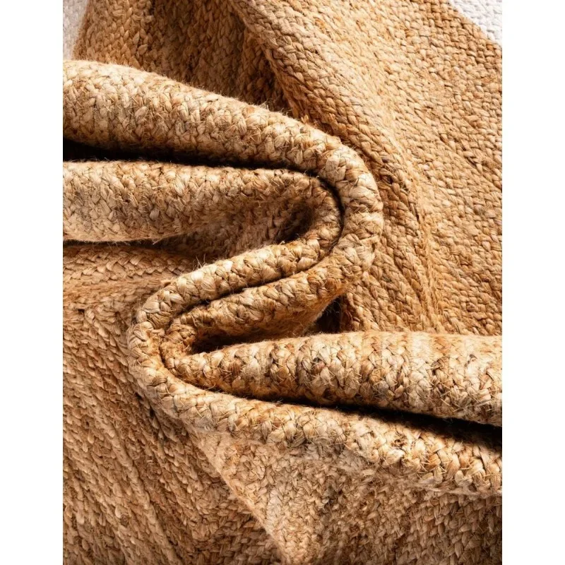 Lea-Tapis Rond Réversible en Jute Naturelle 100%, Décoration Moderne pour Salon