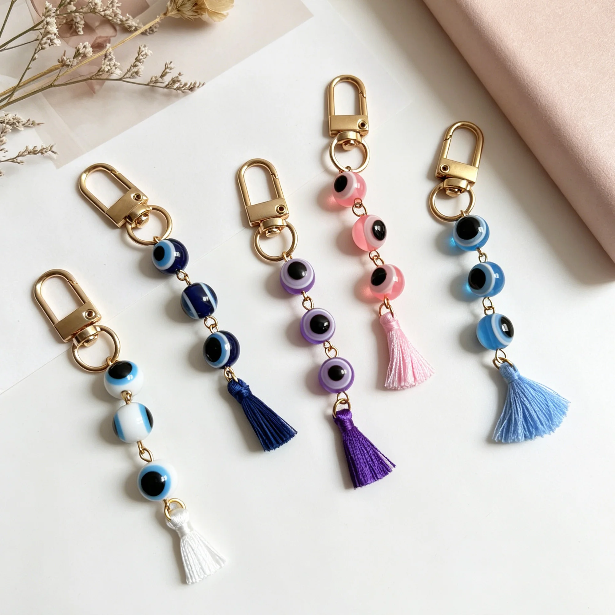 1pc Turkey Blue Bad Lucky Evil Eye Keychain for Women Decorative Key Ring for Backpacks Accessory Gift Blue Eye Talisman Pendant image 4