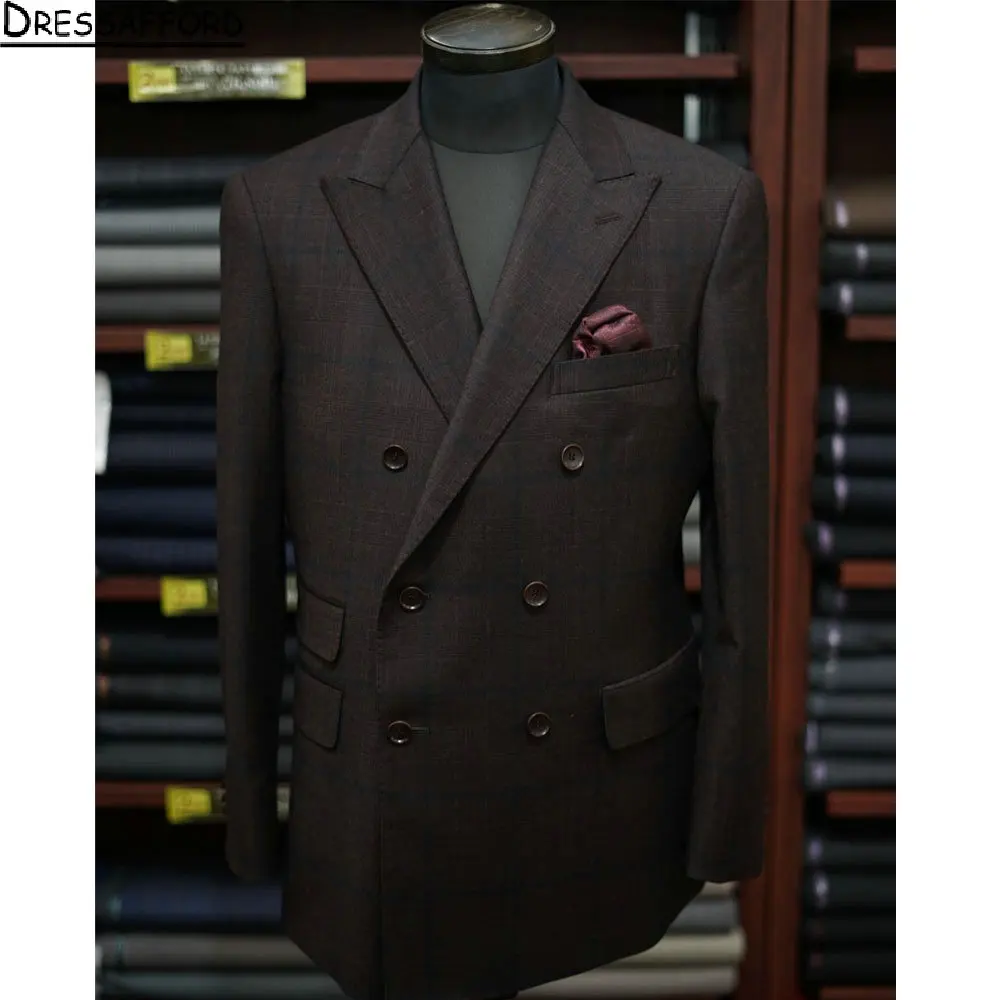 

Brown Formal Men Suits Lattice Two Pieces Groom Wear ( Jacket + Pants )