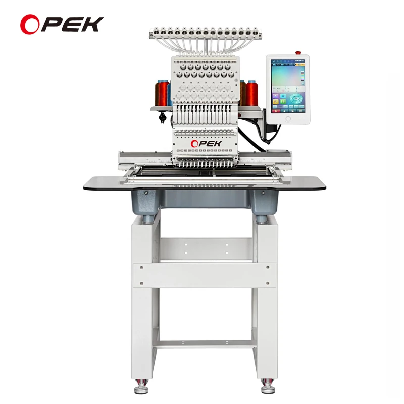 OPEK Single Head Embroidery Machine Computerized Automatic Cap Hat T Shirt Flat LOGO 12 15 Needle Embroidery Making Machine