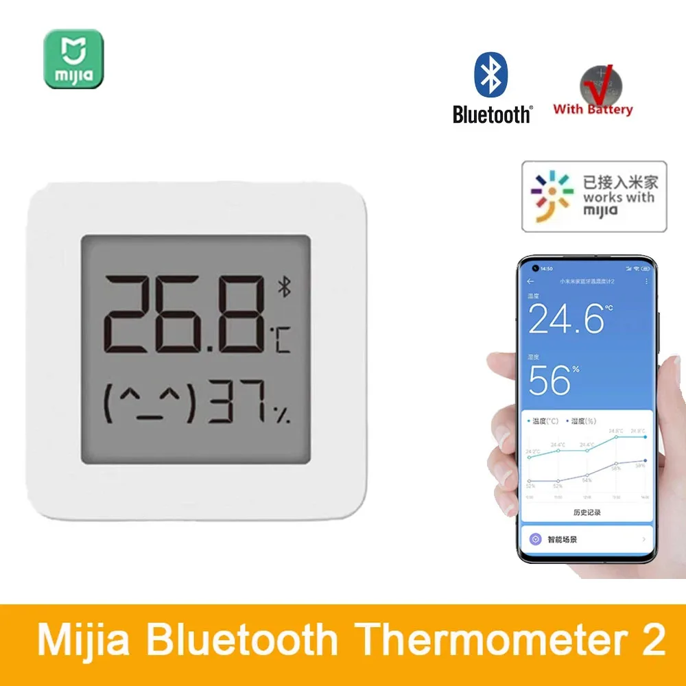 Original Mijia Bluetooth Thermometer 2 Wireless Smart Electric Digital Humidity Thermometer Sensor Monitor Works with Mijia APP